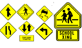Traffic contol signs THE SHAPE AND COLOR OF SIGNS DIFFERS WITH THE TYPE OF  INFORMATION THEY PROVIDE: